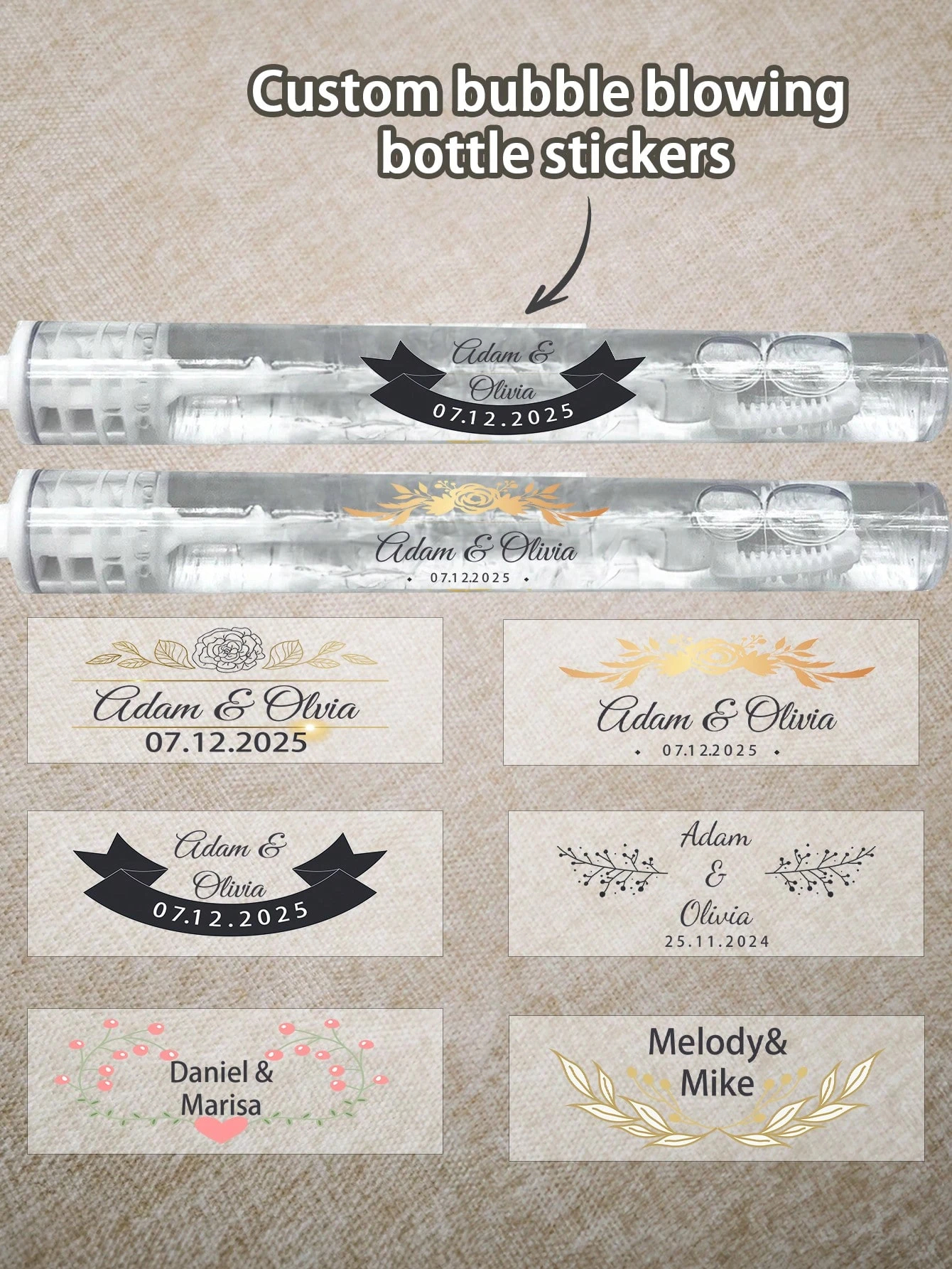 Candle Warning Label - Wedding Bubble Tube Labels Personalized Clear