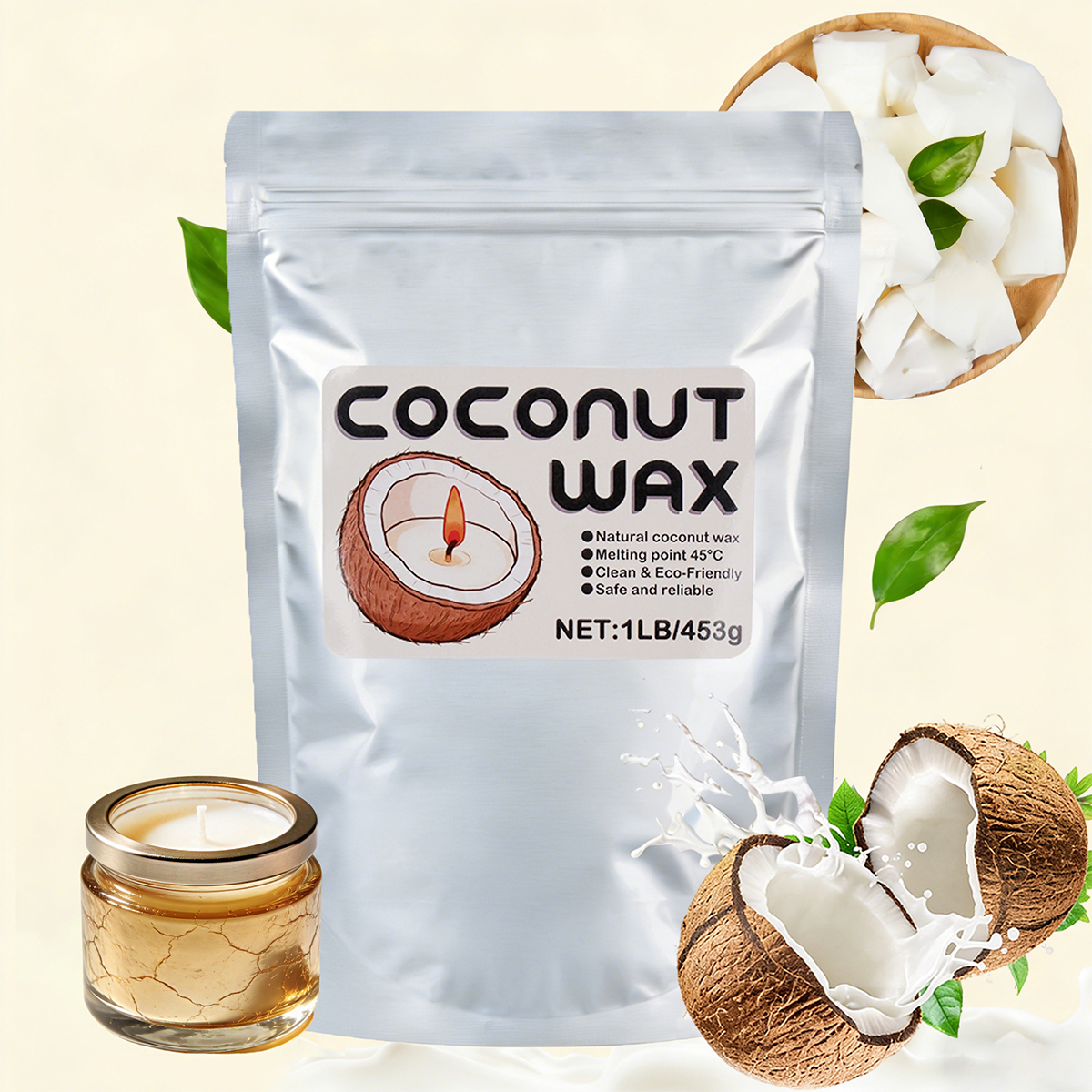 Candle Making Jars - 1Lb/453g Natural Coconut Wax DIY Candle