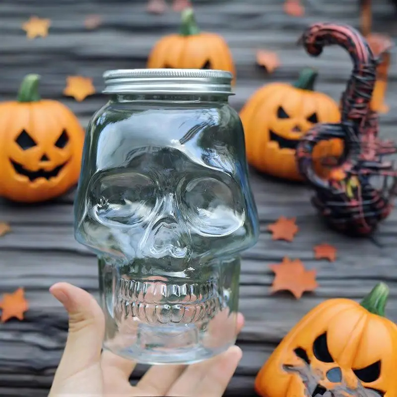 Candle Making Jars - 6 Pack Halloween Transparent Skull Plastic
