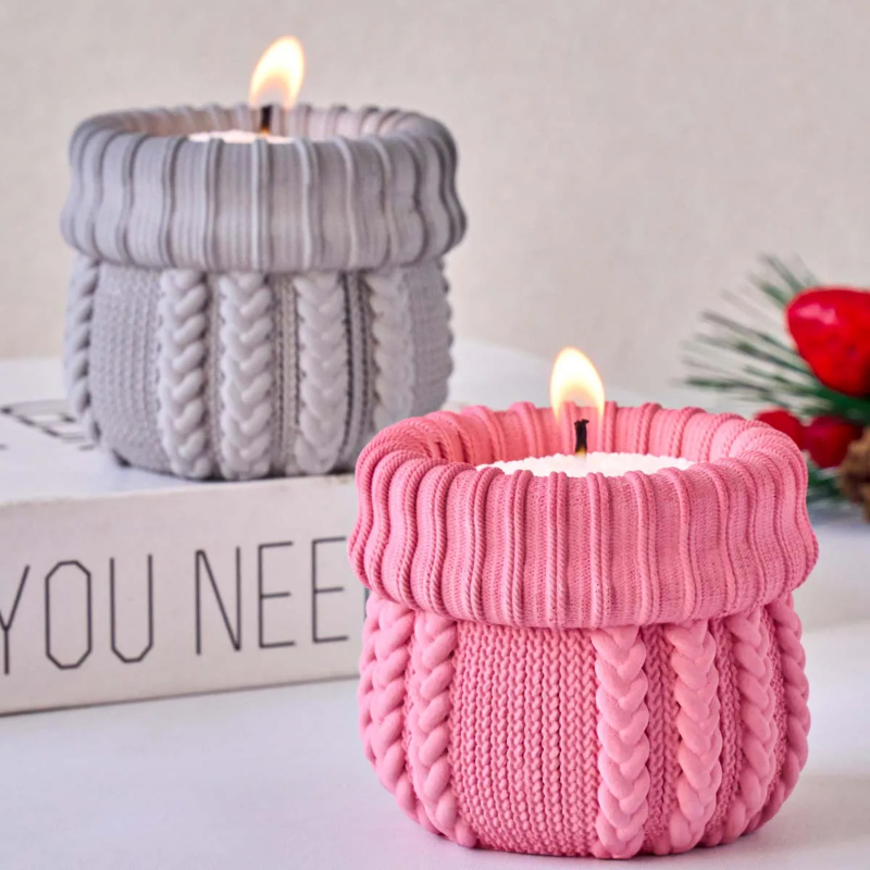 Candle Making Yarn - Knitted Yarn Candle Jar Silicone Mold