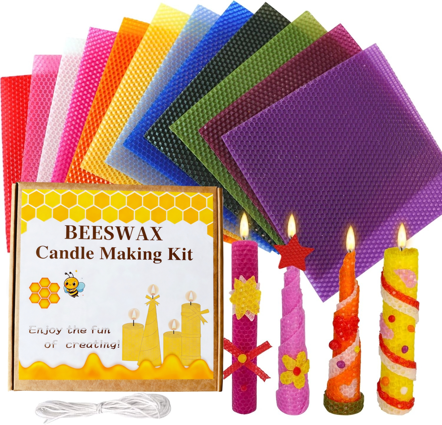 Candle Making For Kids - Beeswax Candle Making Kit 12pcs 8