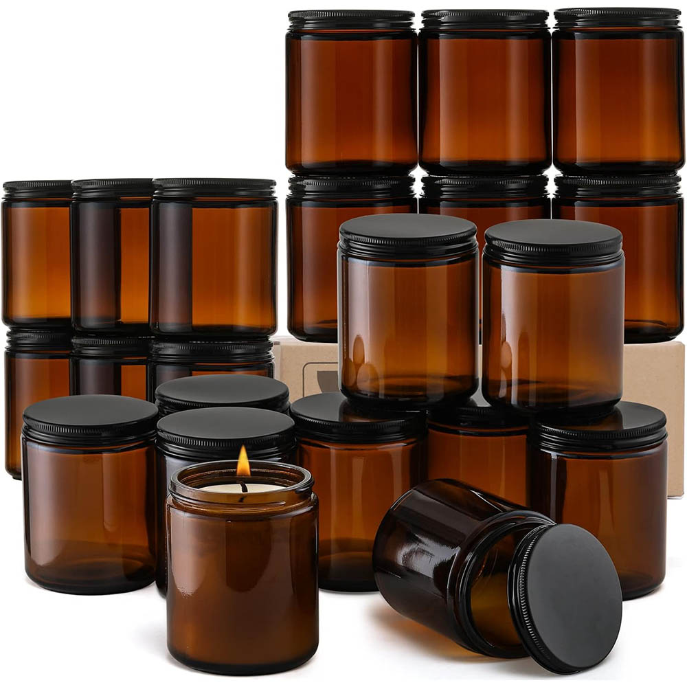 8oz Amber Glass Jars with Blac – обзор и цена Candle Making Glass Jars