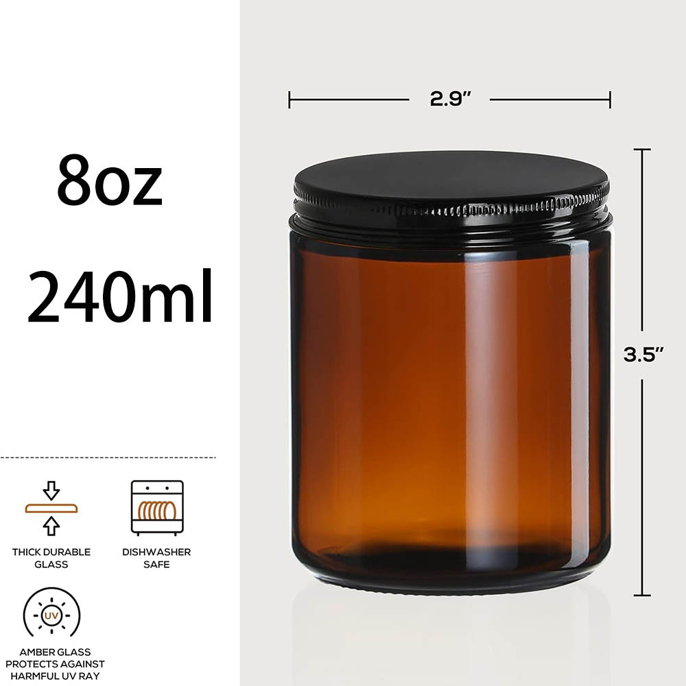 8oz Amber Glass Jars with Blac – обзор и цена Candle Making Glass Jars