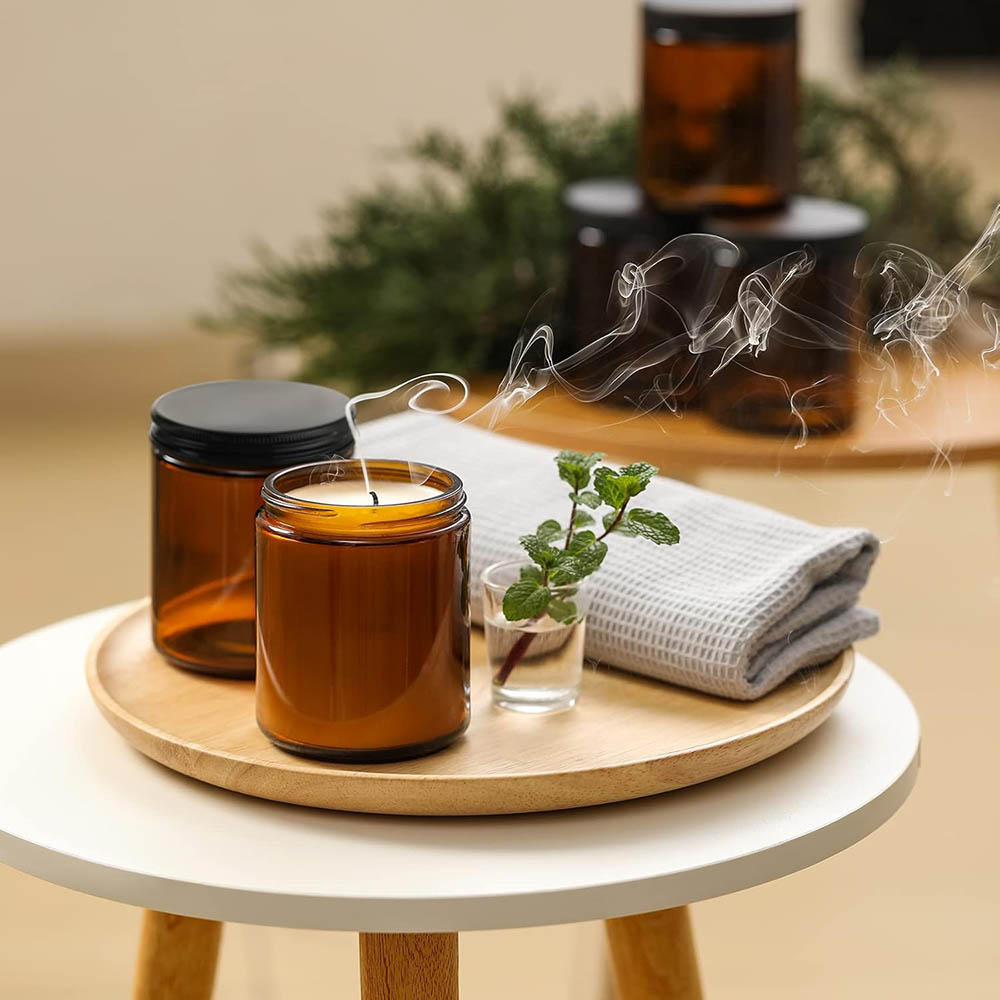 8oz Amber Glass Jars with Blac – обзор и цена Candle Making Glass Jars