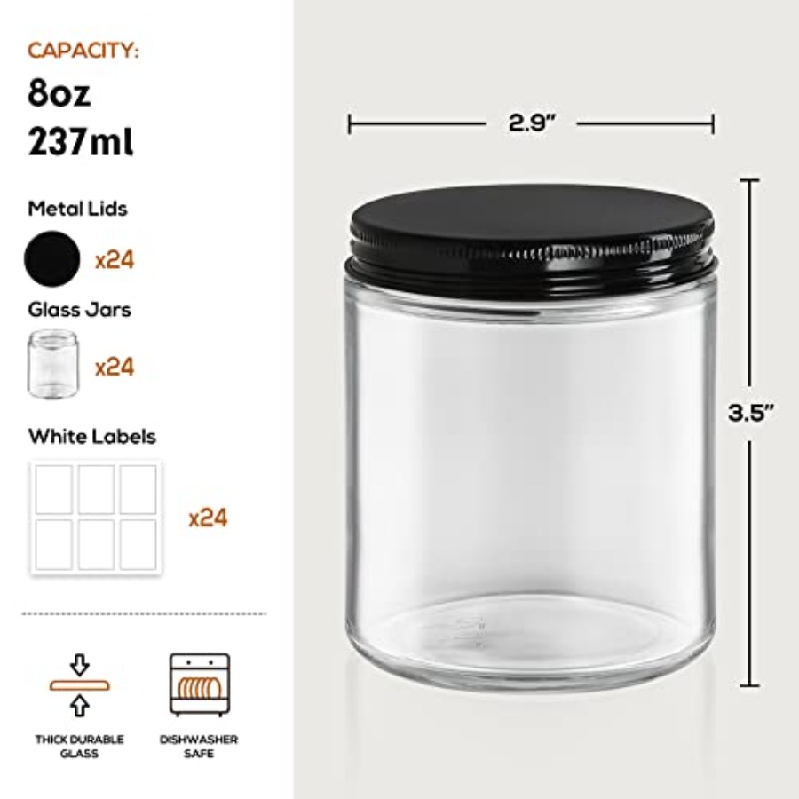 Pack 8 OZ Thick Glass Jars wit – обзор и цена Candle Making Glass Jars