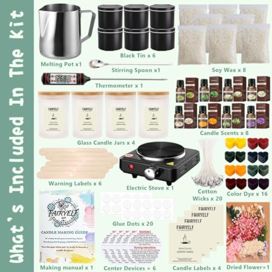 Premium Candle Making Kit with – обзор и цена Candle Making Glass Jars