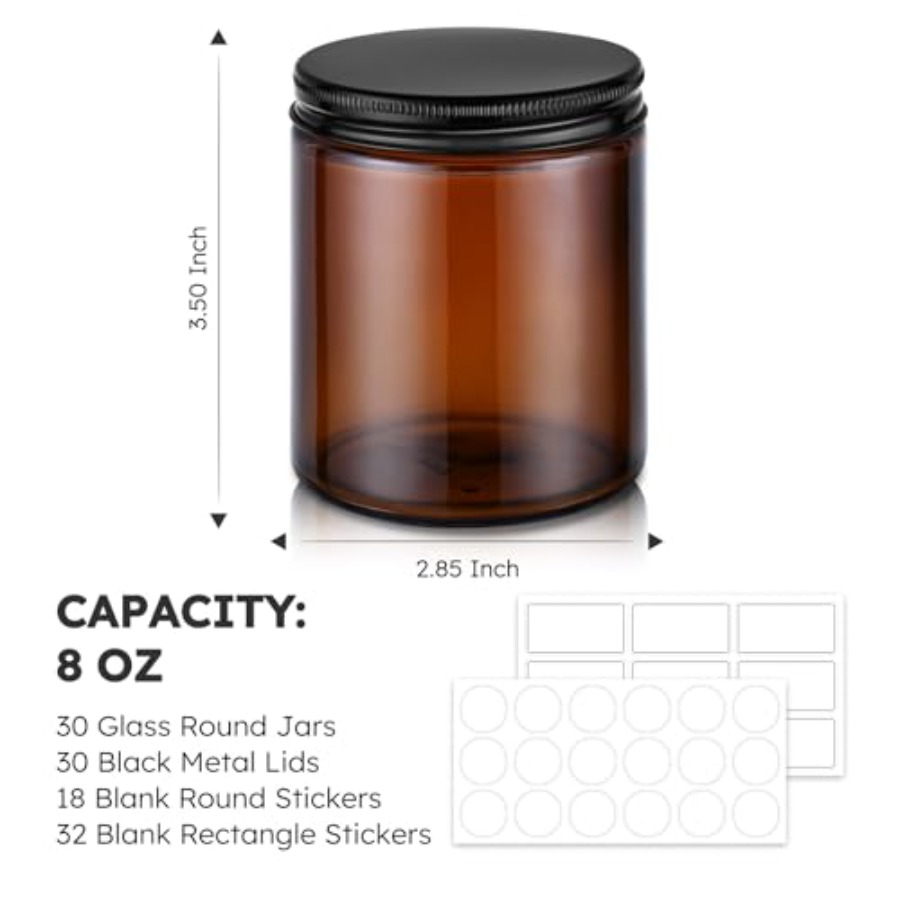 8oz Glass Jars with Lids, 30 P – обзор и цена Candle Making Glass Jars