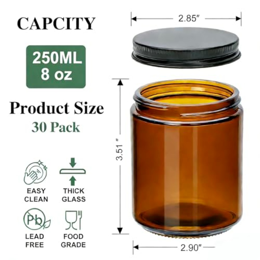 8oz Amber Candle Jars Set of 3 – обзор и цена Candle Making Glass Jars