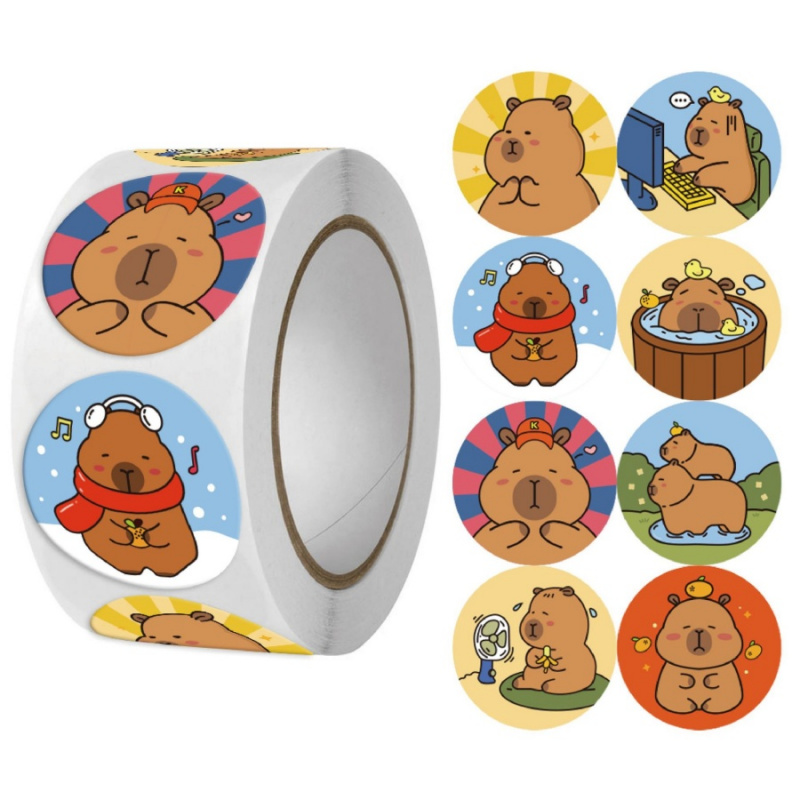 500pcs/pack Capybara Stickers  – обзор и цена Label Sticker Round